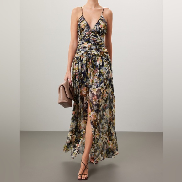 Ruched Waist Floral Maxi Lovette Dress Tanya Taylor - Picture 2 of 14